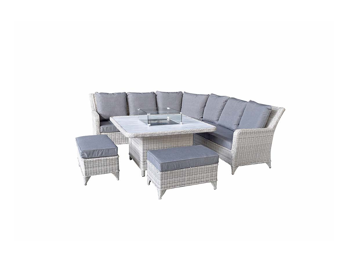 Signature Weave - Meghan Outdoor Corner Dining Sofa with Gas Fire Pit